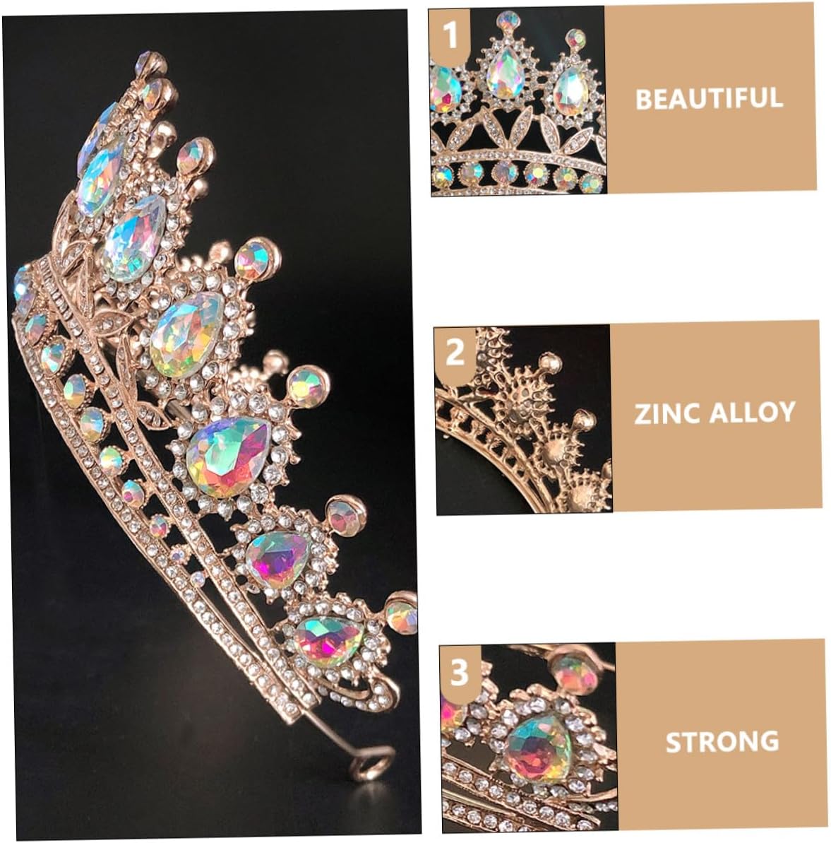 MAGICLULU Rhinestones Tiara Crown Party Pearls Headpiece for Women Bridal Wedding Birthday Hair Accessory Gold Color