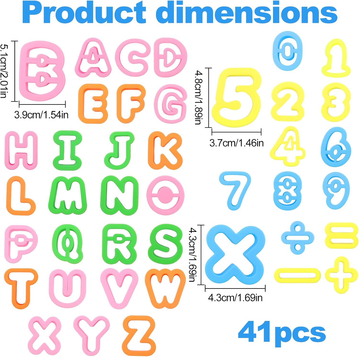 41PCS Alphabet Playdough Cutters, Letter Cookie Cutters,Colorful
