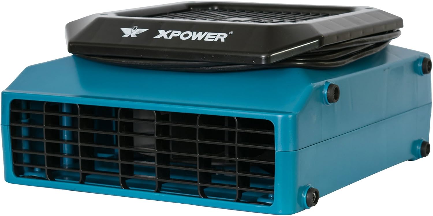 XPOWER XL-730A 1/3 HP, 1150 CFM, 5 Speed Sealed Motor Low Profile Fan, Air Mover, Carpet Dryer with Build-in GFCI Power Outlets for Daisy Chain (ABS)