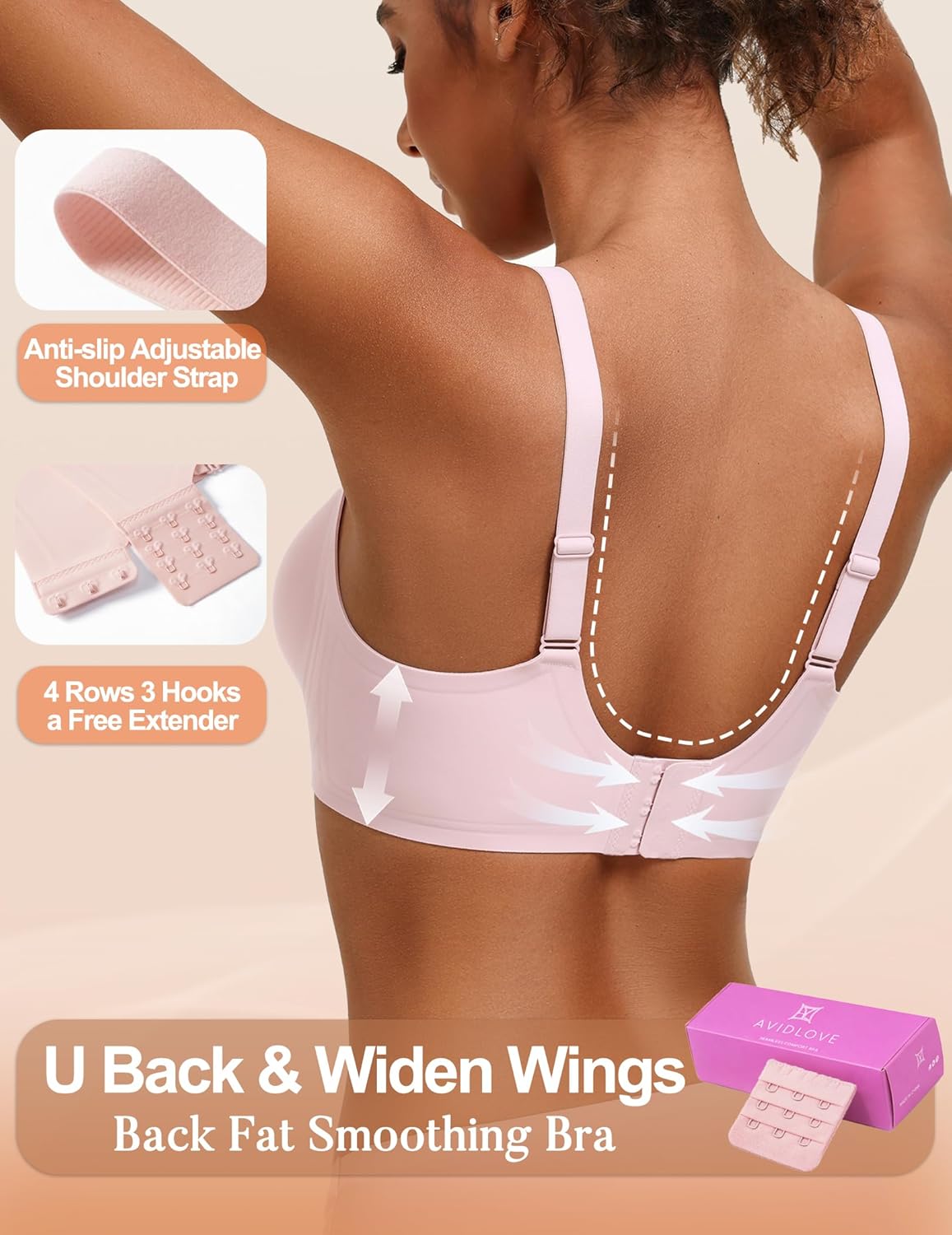 Avidlove Jelly Bras for Women No Underwire Seamless Push Up Bralettes Deep V Comfort Bra Full Coverage T Shirt Everyday Bras - Image 4