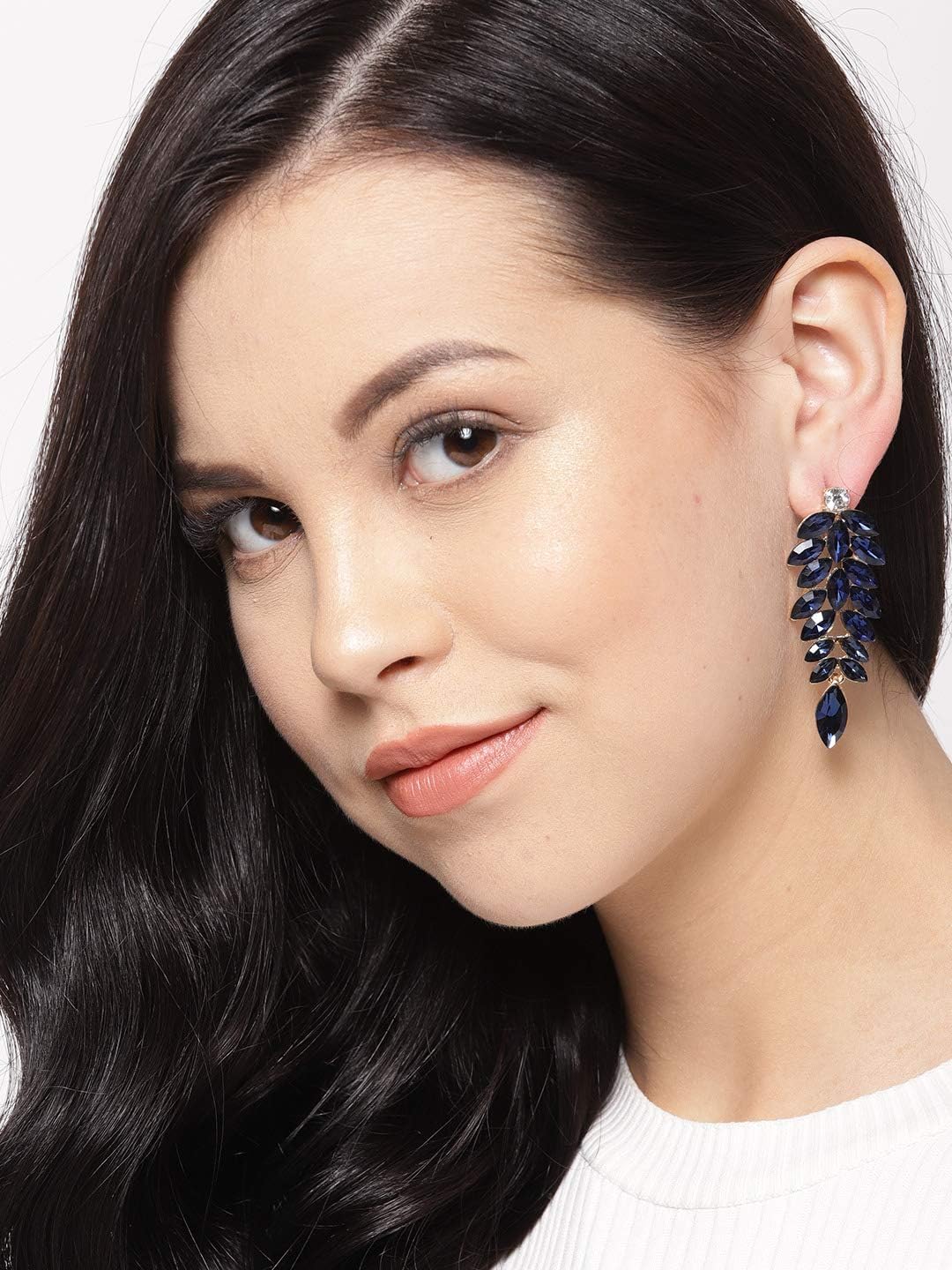 YouBella Fashion Jewelry Bollywood Stylish Crystal Dangler Earrings for Women and Girls (Blue)