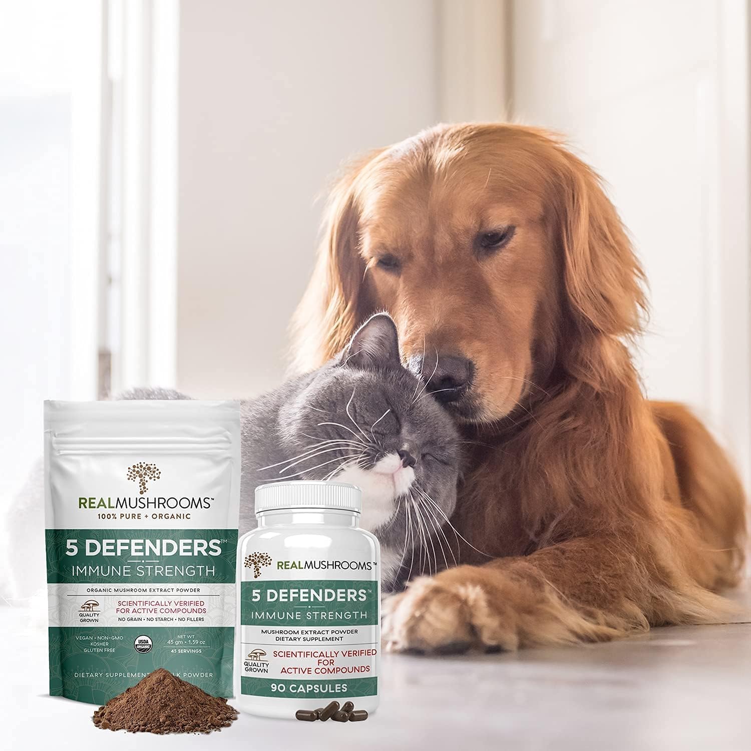 Real Mushrooms 5 Defenders Mushroom Supplements for Immune Support (90ct) Promote Better Overall Wellbeing w/ Chaga, Shiitake, Maitake, Turkey Tail, & Reishi Mushroom | Vegan, Non-GMO : Grocery & Gourmet Food