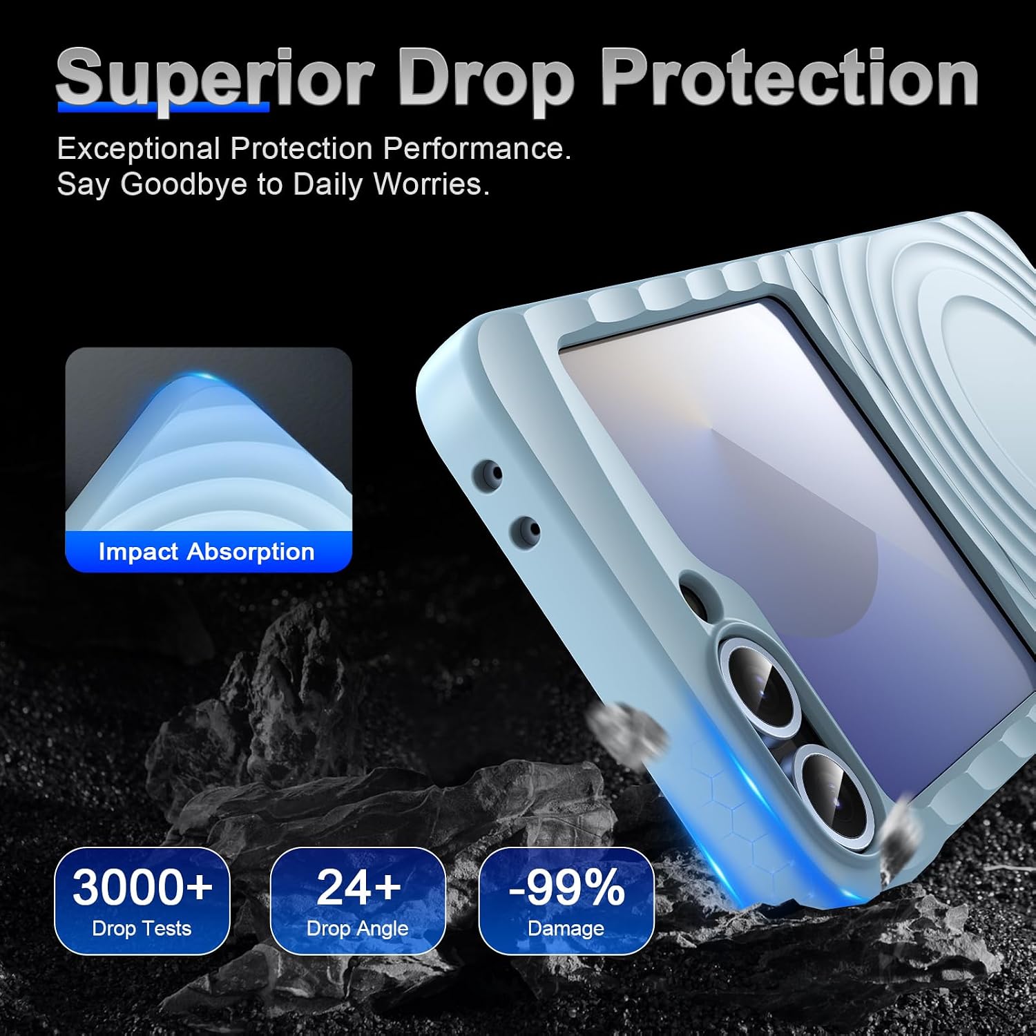Magnetic for Galaxy Z Flip6/Flip7 FE Case,Lightweight,Slim Fit Drop Protection Rugged Shockproof Cover for Samsung Galaxy Z Flip 6/5/7 FE, Hard PC Shockproof Protective Phone Blue 29-Flip 6-07
