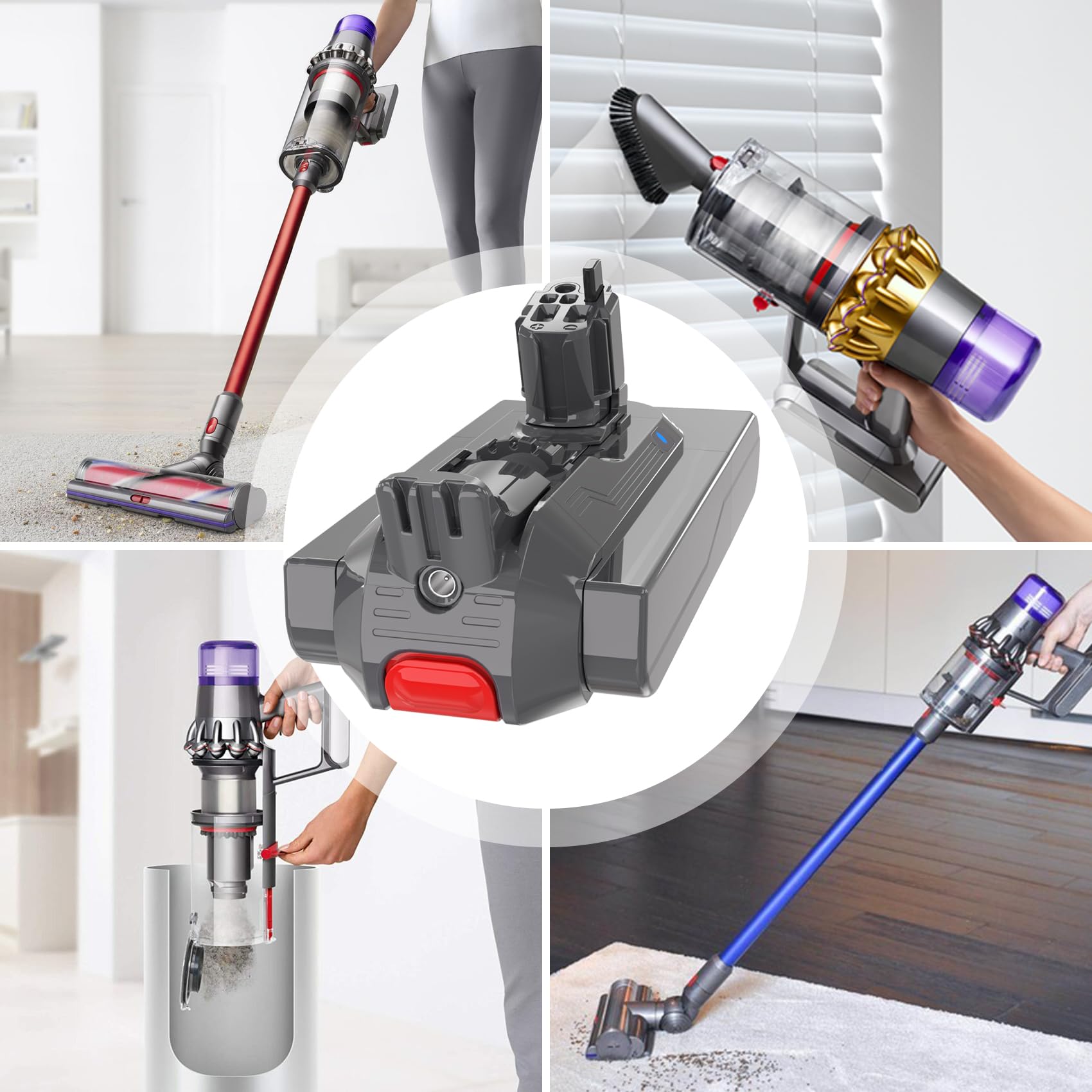 KUNLUN Batteria di Ricambio per Dyson V11 25,2V Batteria Agli Ioni di Litio Click-in per Dyson V11 SV15 Absolute Total Clean Absolute Extra Animal Torque Drive, Con Elemento Filtrante