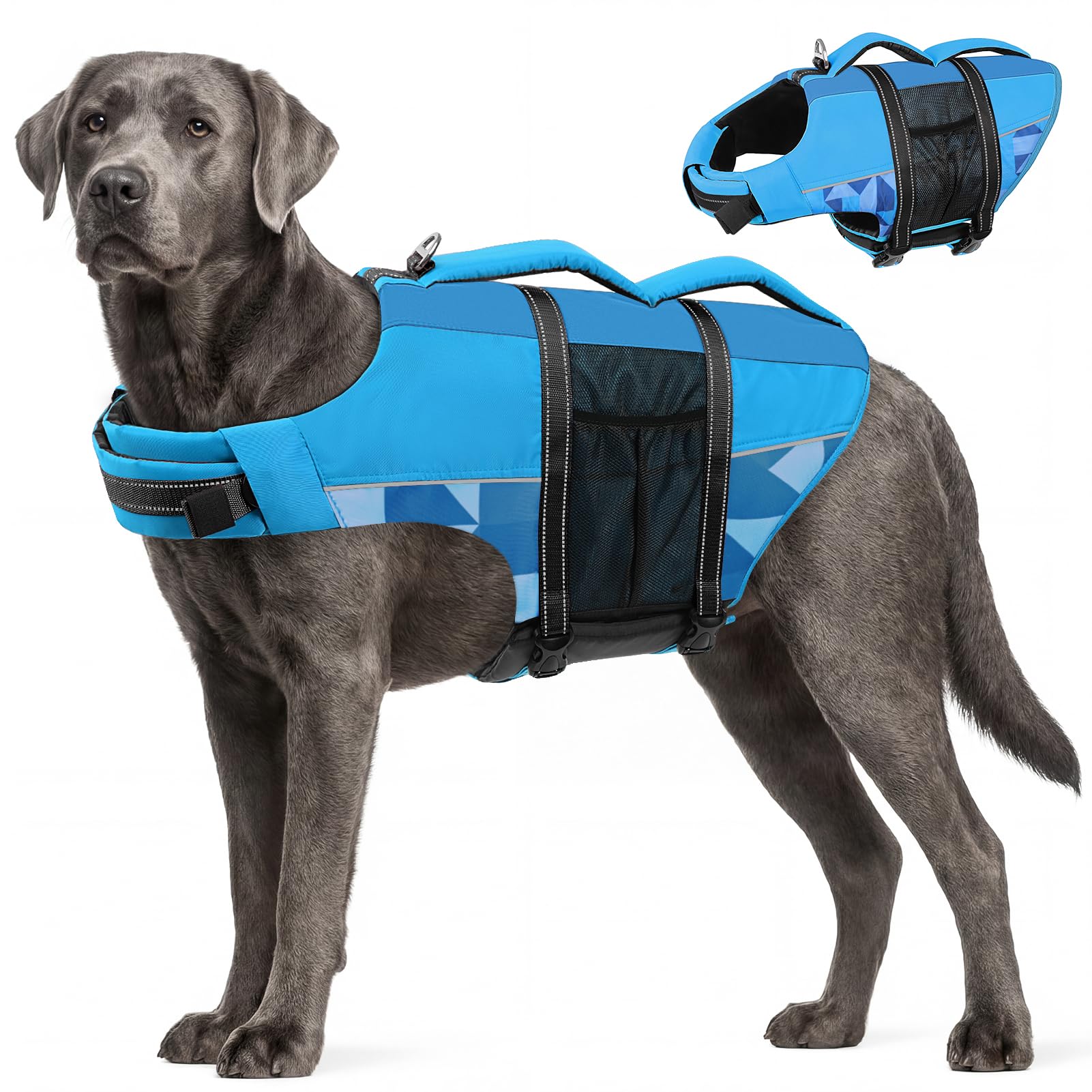 CITÉTOILE Hunde Schwimmweste, Hundeschwimmweste mit Tasche, Schwimmwesten für Hunde, Dog Life Jacket für Schwimmen, Bootfahren, Surfen zum Kleine Mittel Große Hunde, Verstellbar mit Griff Reflektoren