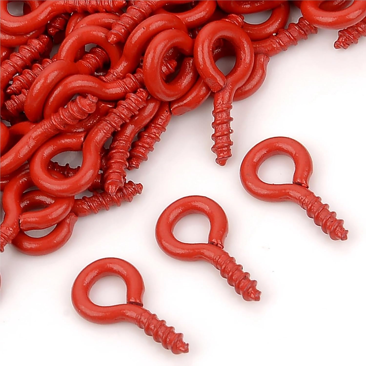 Eye Screws for Crafts 2000pcs 8/10mm Small Mini Tiny Eye Pins Eyepins Hooks Eyelets Screw Threaded Gold Clasps Hooks Jewelry Findings for Making DIY(Red,8x4mm- 200pcs)