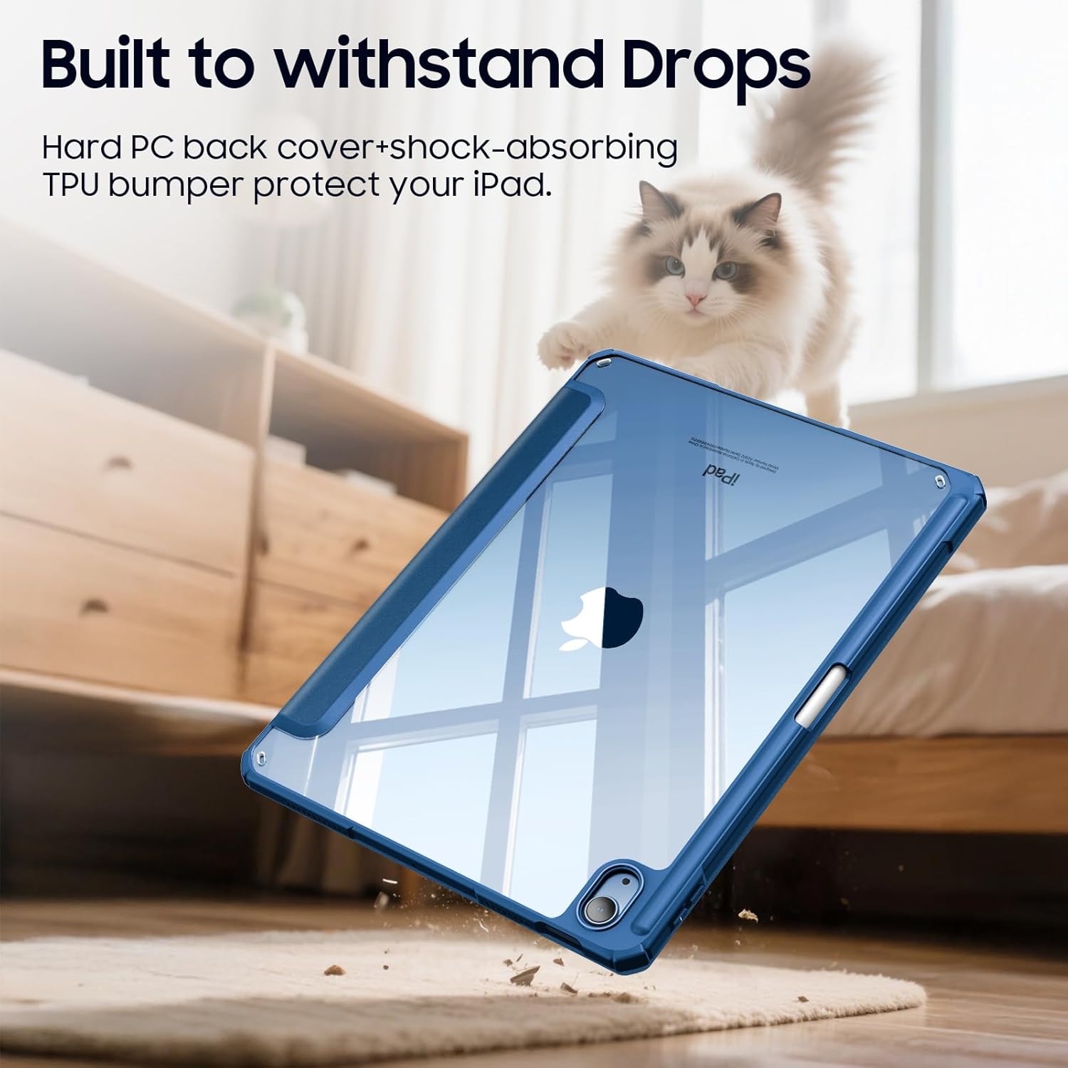 Fintie Hybrid Slim Case for iPad (A16) 11th Generation 11 Inch (2025), iPad 10th Generation 10.9 Inch (2022) - Shockproof Cover with Clear Transparent Back Shell & Pencil Holder, Marine Blue - Image 7