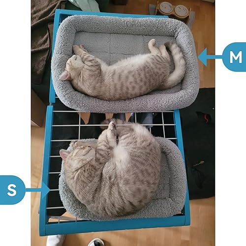 Miniatura 6 de PETLESO Tapete de cama pequeño para gatos, cojín de felpa de 22 x 16 pulgadas con almohada circundante para perros pequeños a medianos, gatos, camas
