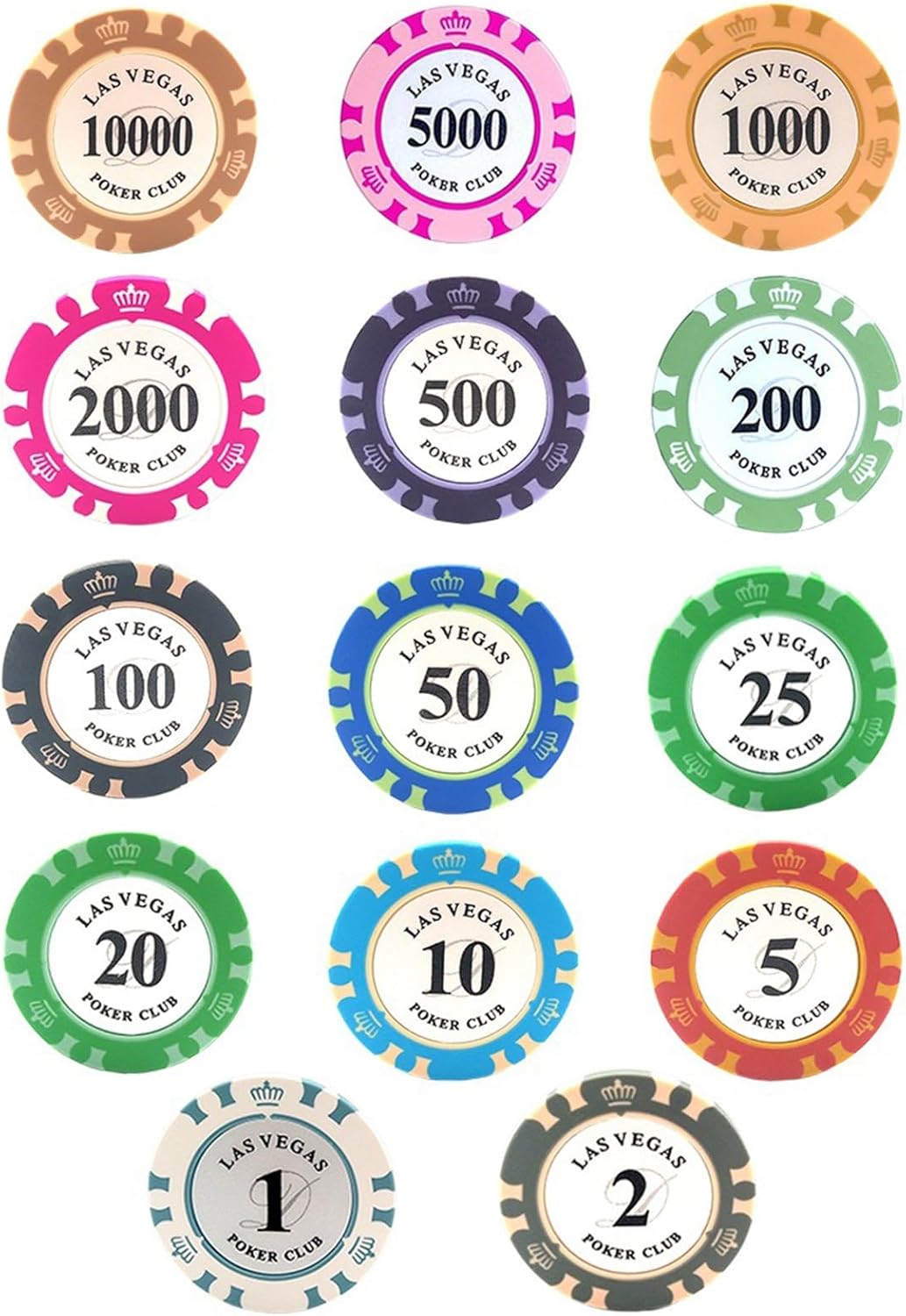 100PCS Poker Chips with Numbers, 14g Clay Iron core Casino Games Casino Chips, Texas Holdem Blackjack Chips, for Playing Game Family Friends Party