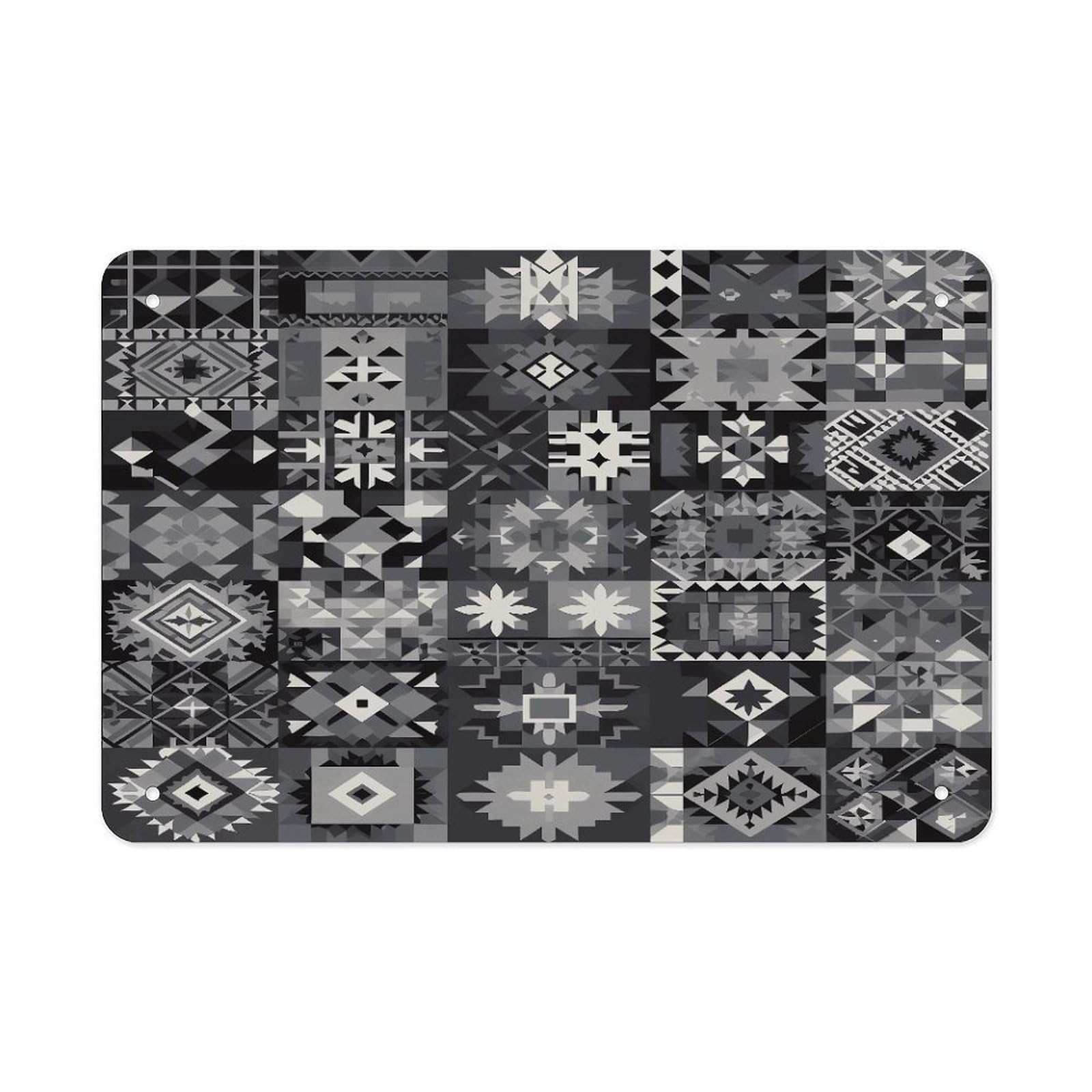 Fekiloot Style Gray Pattern Background Metal Signs Wall Art Tin Sign