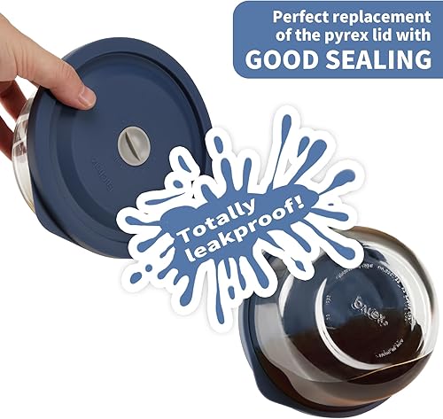 Miniatura 4 de Tapas de repuesto para Pyrex 7402-PC 7 tazas, tapa redonda de almacenamiento de silicona para cuenco de vidrio de ancla, paquete de 2 con marca de