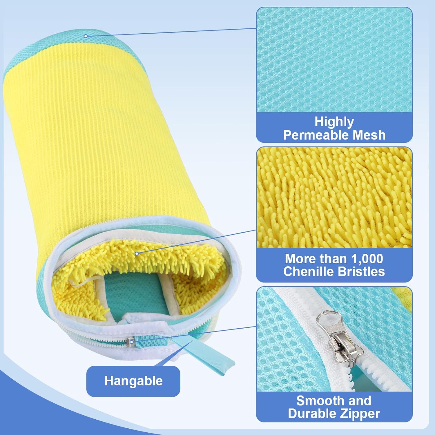 Dntorx 2 PCS Shoe Washing Machine Bags for Washer and Dryer, Yellow + Blue