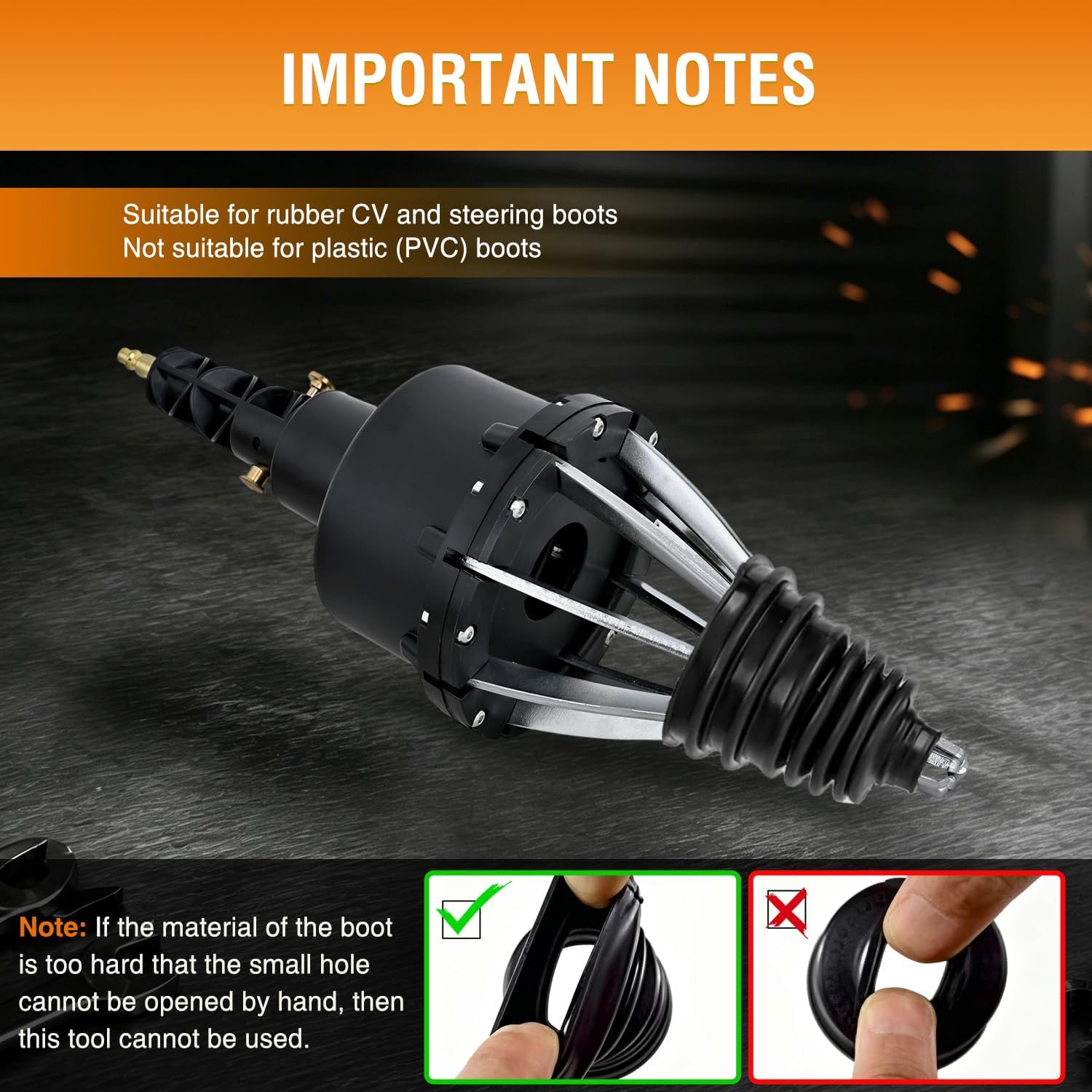 GOOACC Pneumatic CV Boot Expander Tool, Air Operated CV Joint Boot Installer Stretcher for Rubber CV Axle and Steering Rack Boots Universal Drive Shaft Boot Installation Tool for Cars UTV ATV, Black
