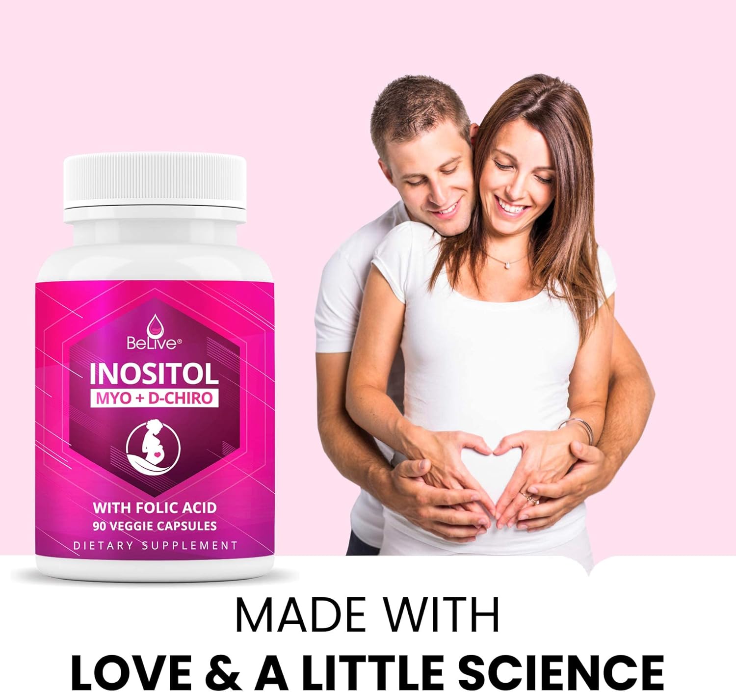 Myo-Inositol & D-Chiro Inositol Capsules with Folic Acid for PCOS - Fertility Supplements for Women, Most Optimal 40 to 1 Ratio, Hormonal Balance, Ovarian Function Support for Women (90 Ct) : Health & Household