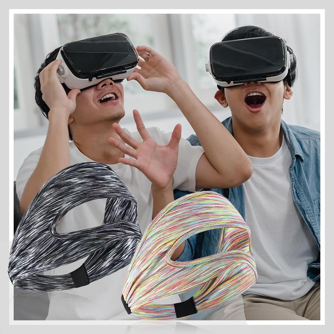 2 Pezzi VR Maschera per Occhi per Meta Quest 3/Quest 3S, VR Traspirante Maschera, Lavabile VR mascher, per PS VR2/Meta Quest Pro/Meta Quest 2/Oculus Quest 2/HTC Vive (Grigio+Colore)