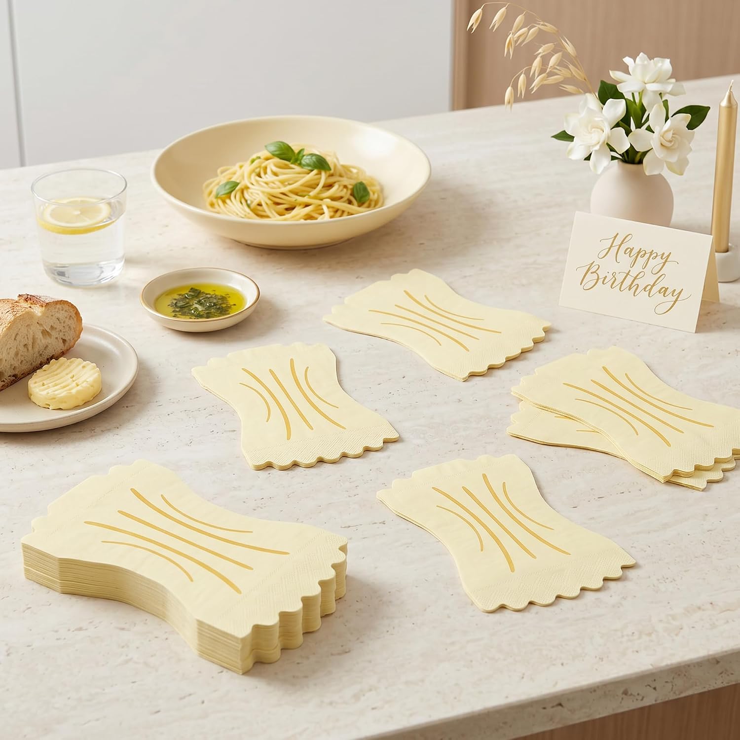 TOUROAM 50PCS Italian Pasta Party Napkins, Pasta Party Decorations for Pizza Night Dinner Dessert Table Decor
