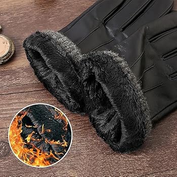 isilila Italian Sheepskin Leather Gloves for Men, Winter Warm