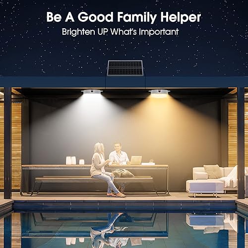 Miniatura 2 de UPONUN Solar Ceiling Lights 2 Pack, Daytime Available 3200K4000K6000K Dimmable Solar Shed Lights with On Off Switch & Remote Control 120LED*2 Solar