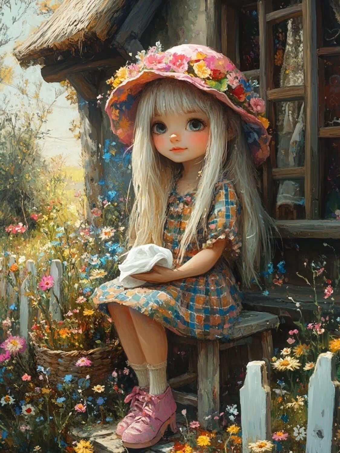Diamond Painting XXL Mädchen für Bastelset Kinder ab 6 Jahre, Diamond Painting Blume, 5D DIY Diamant Malerei Bilder Stickerei Set, Dimond Kristall Handwerk Geschenke für Zuhause Deko 70x90cm S-266