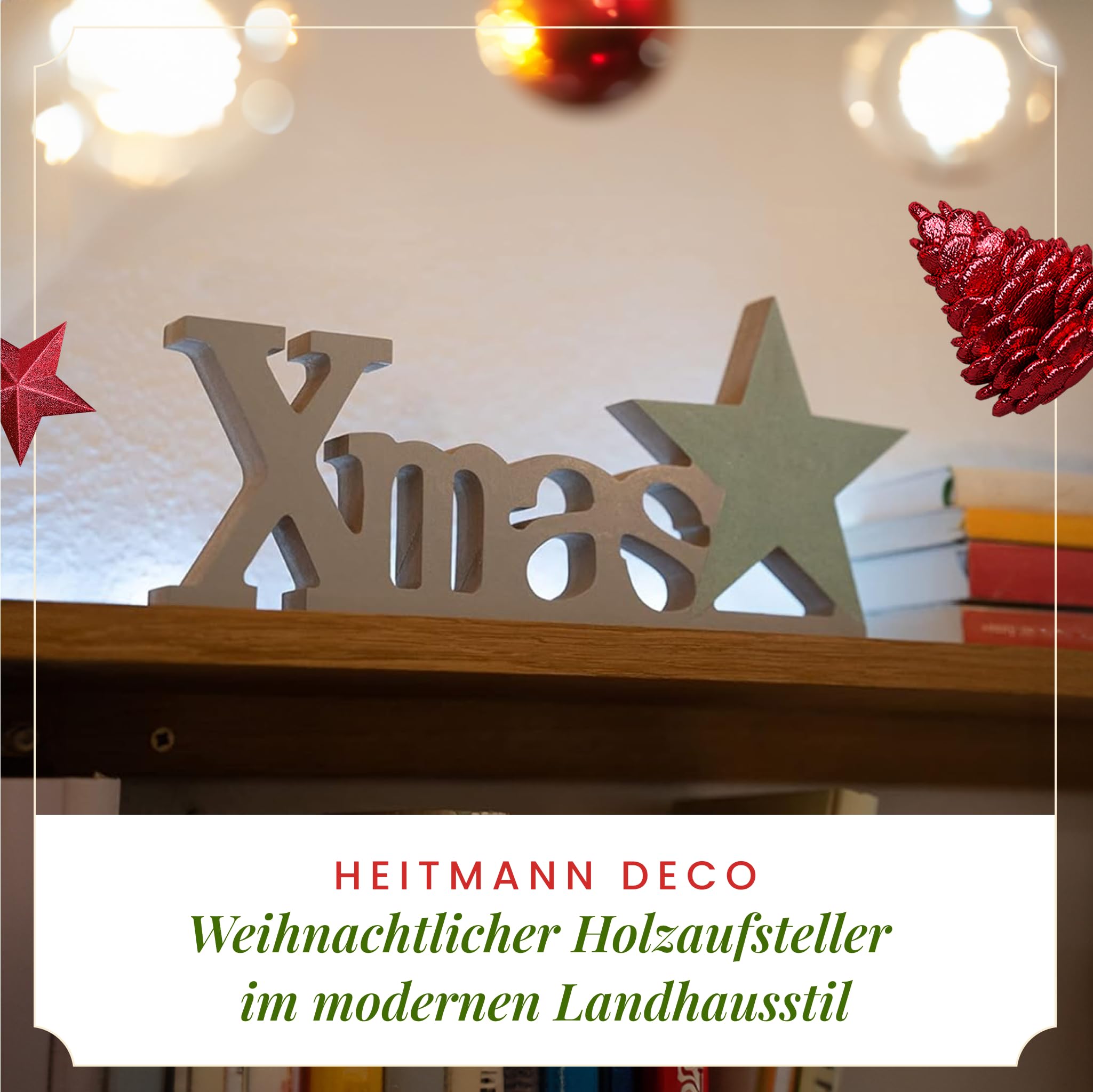 HEITMANN DECO Wooden Christmas Cutout Natural Approx. 30 cm, ca. 30 x 2 x 13 cm - Image 2