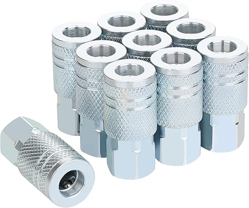 Accesorios de manguera de aire de 1/4, acoplador industrial tipo M, tamaño de flujo de 1/4 pulgada, tamaño de rosca hembra de 1/4 pulgada, material