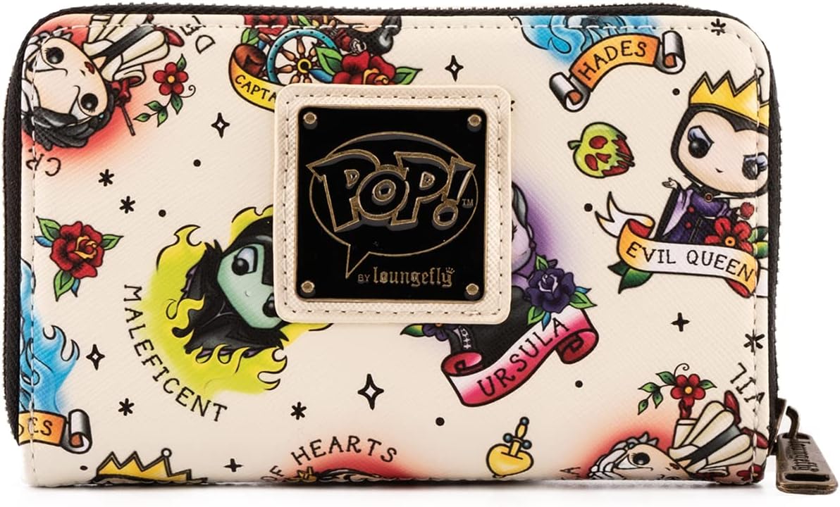 Loungefly POP Disney Villains Tattoo All Over Print Faux Leather Wallet - Image 2
