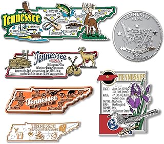 Tennessee Six-Piece State Magnet Set by Classic Magnets, Includes 6 Unique Designs, Collectible 3D Rubber Vintage-Style So...