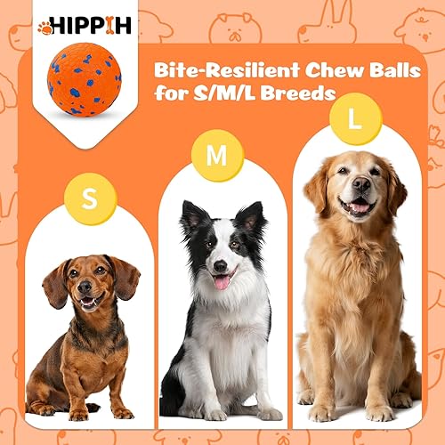 Miniatura 6 de HIPPIH Pelotas de tenis interactivas para perros, juguetes para perros para masticadores agresivos, juguetes resistentes para masticar cachorros