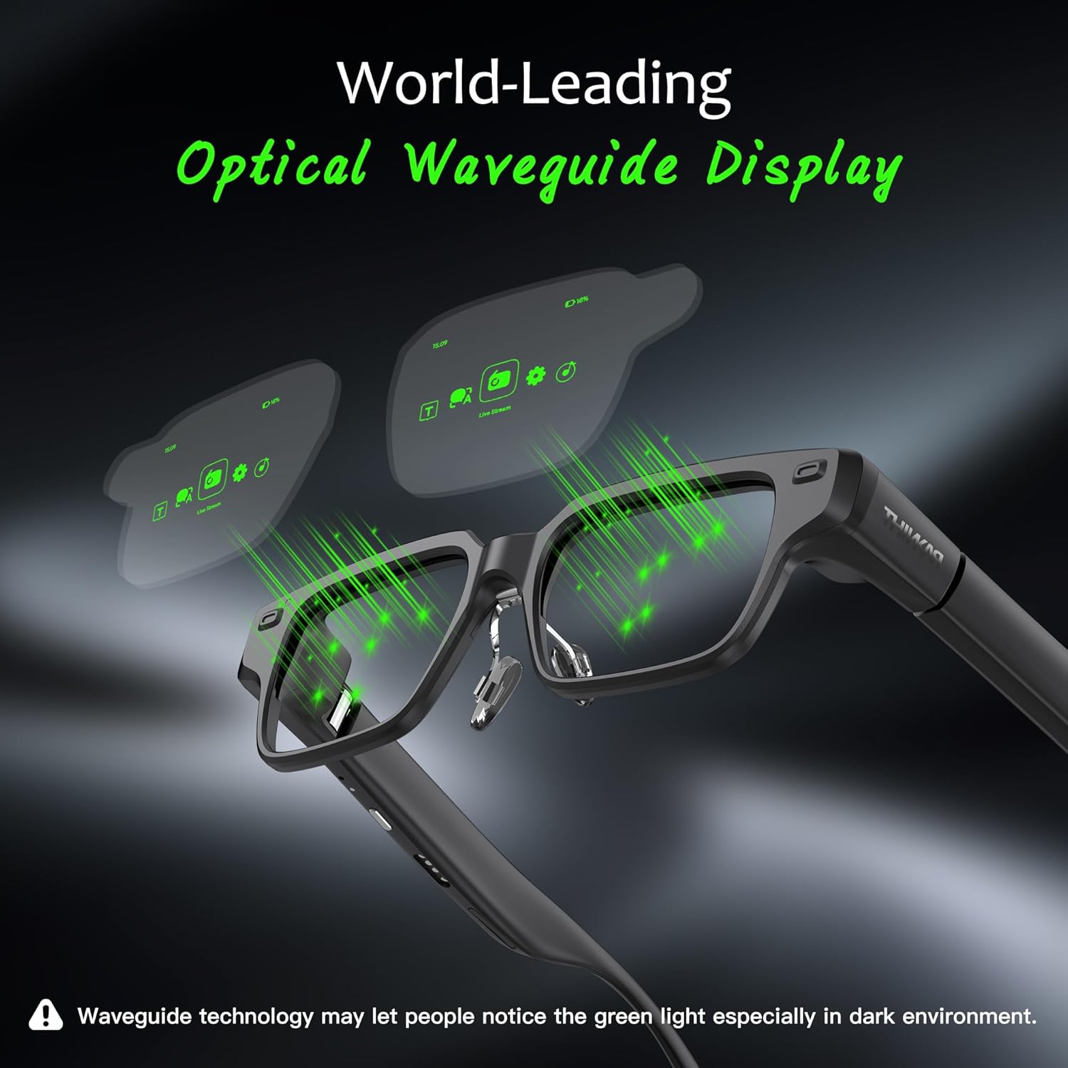 AiLens AI Glasses with 1200Nits Micro-OLED Dual Display, 37g Smart AR Glasses, AI Agent, Realtime Pop-up Message, Translation, Teleprompter for Speech, Music, Special Version