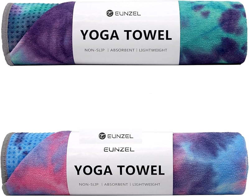 Non Slip Hot Yoga Mat Towel with Grip Dots, 72" x 24" | Grip Dot Non Slip, Sweat Absorbent Microfiber, Hot Yoga & Pilates, Workout Stability