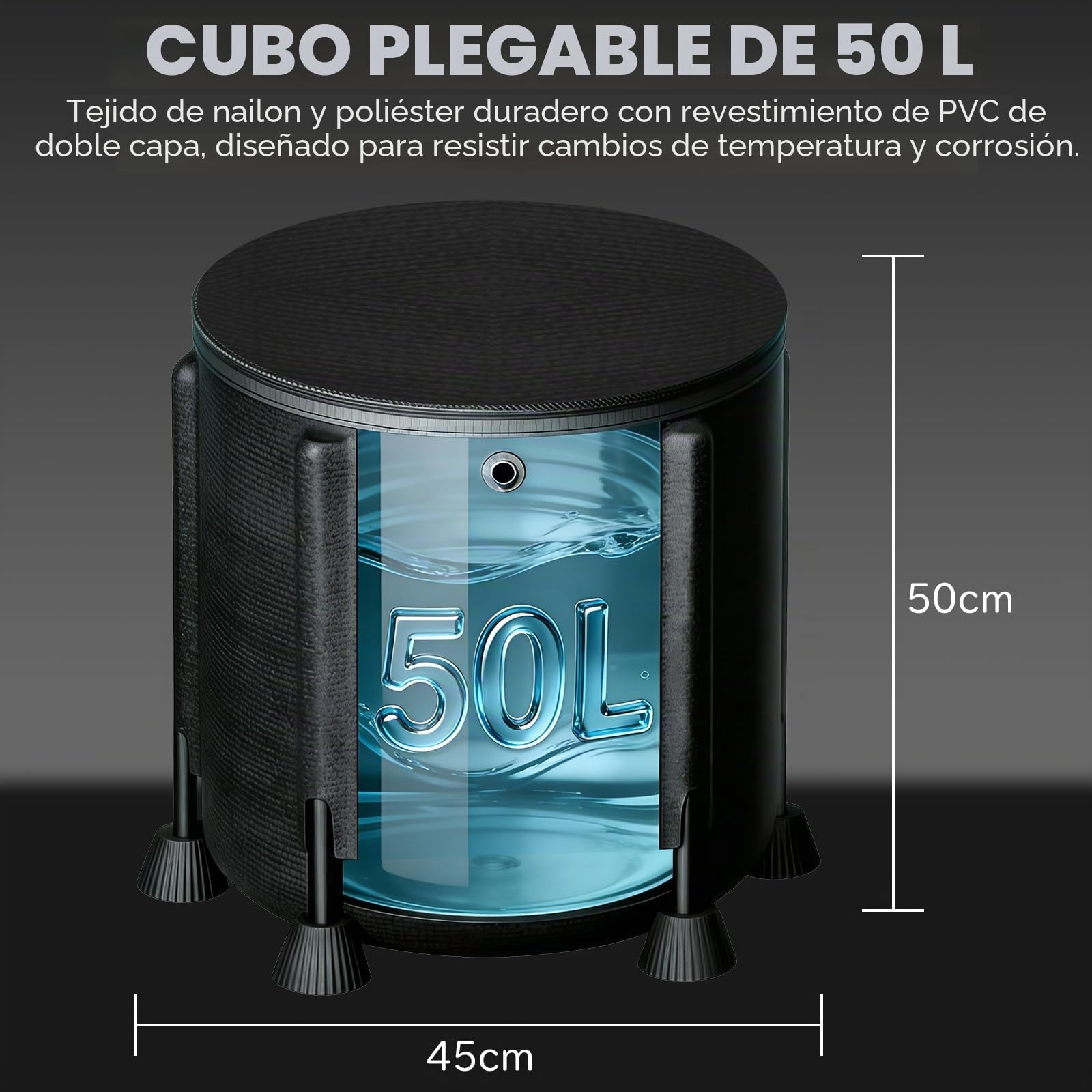 Sistema de riego automático con cubo plegable 50L y bomba de 25W | Con 8 boquillas de goteo y modos automático o manual, ideal para jardín, patio, invernadero y plantas