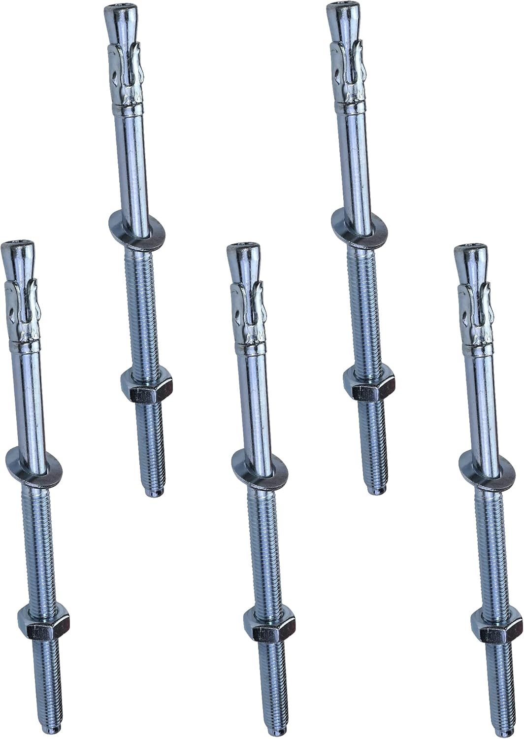 Threaded Rod Anchor, Long Thread Anchor Bolt - M10 x 180 mm - Zinc Plated Steel - for Concrete, Stone