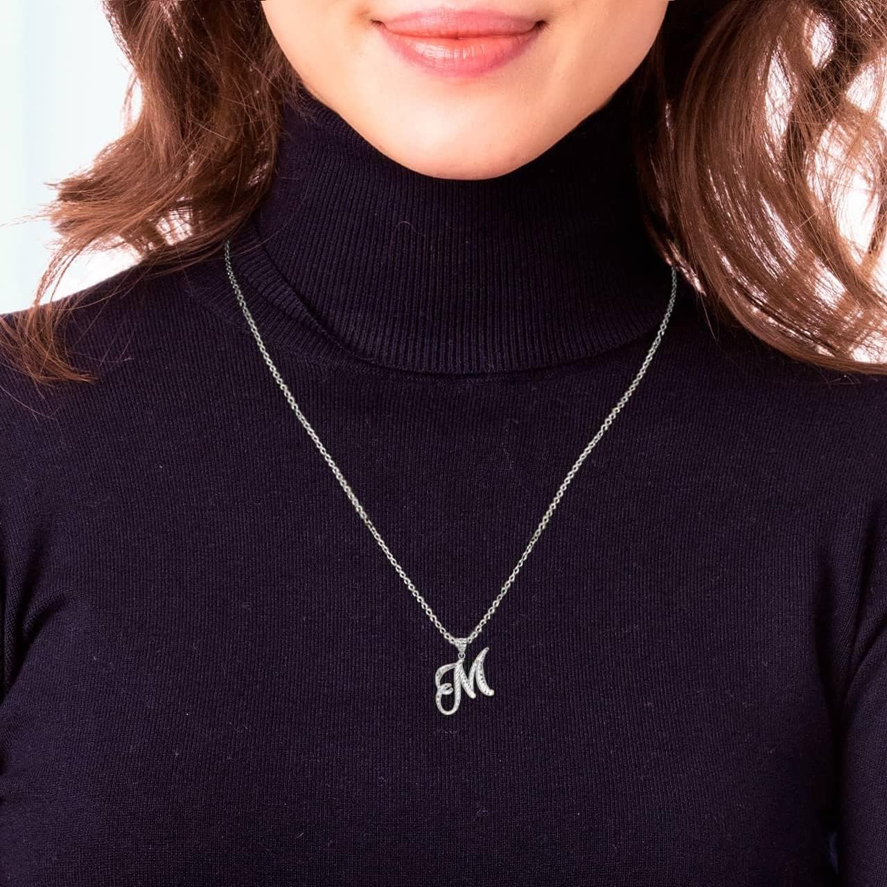 Claddagh Gold .925 Sterling Silver Fine Dangling Cursive Initial A-Z Charm Pendant - Choice of Initial Letter