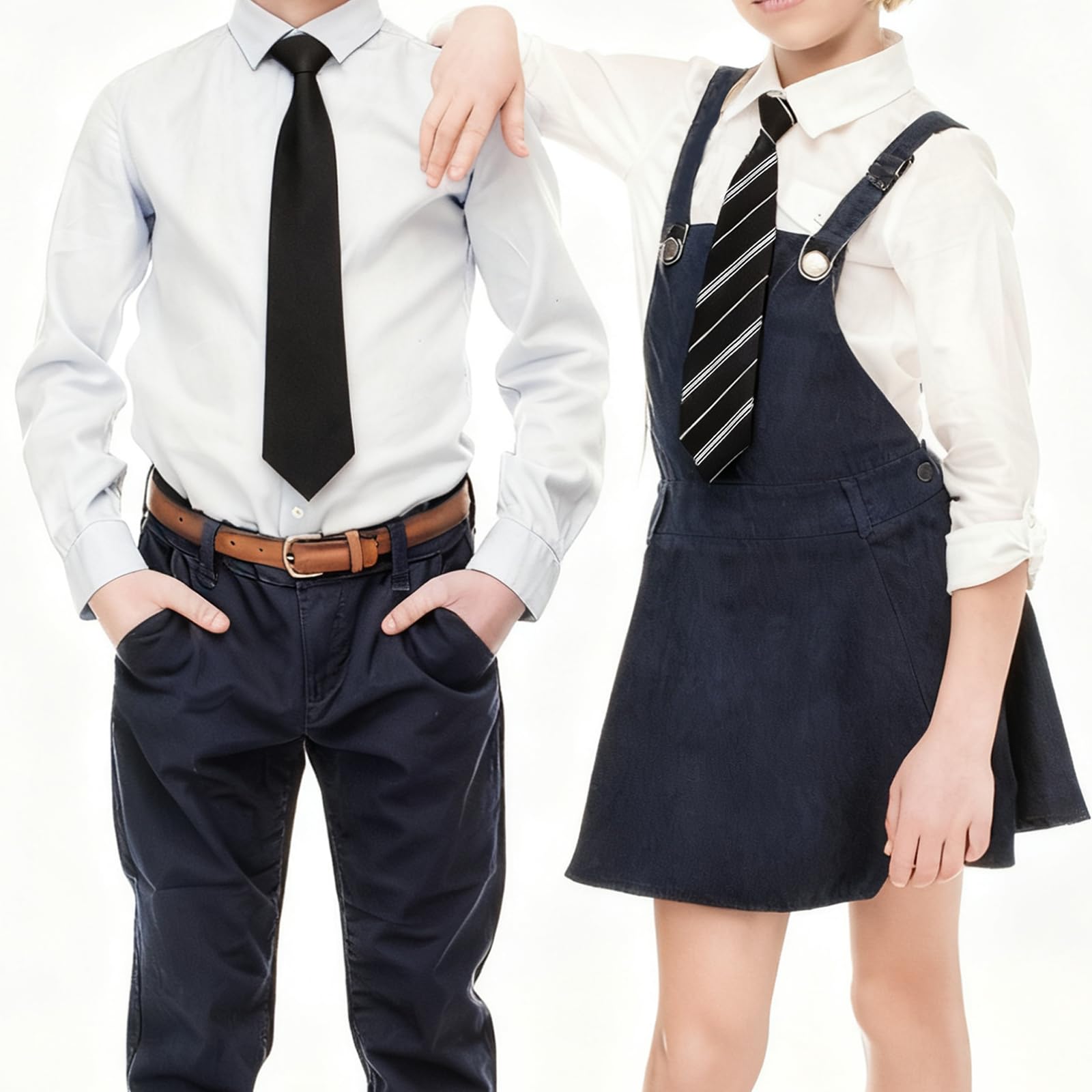 Corbata de 2 piezas para niños, elegante lazo ajustable, corbata negra, corbata de disfraz, corbata dulce para niños, uso diario