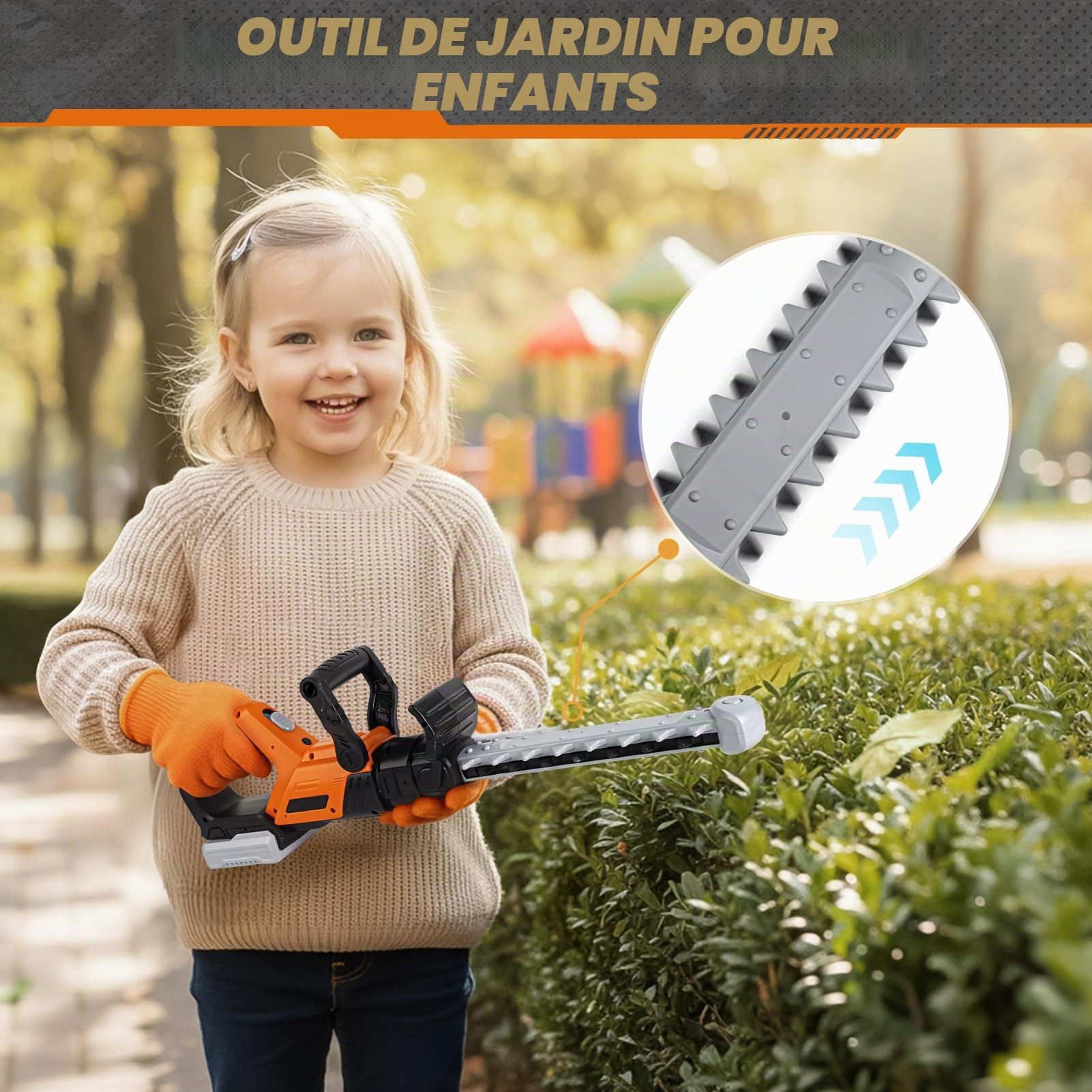 Outils de Jardin pour Enfants 3 en 1 - Débroussailleuse Enfant, Souffleur Enfant & Tronconneuse Enfant, Jouets de Jeu Imaginaires à L'extérieur & à L'intérieur pour Garçons Filles, Jouet Enfant 3 Ans