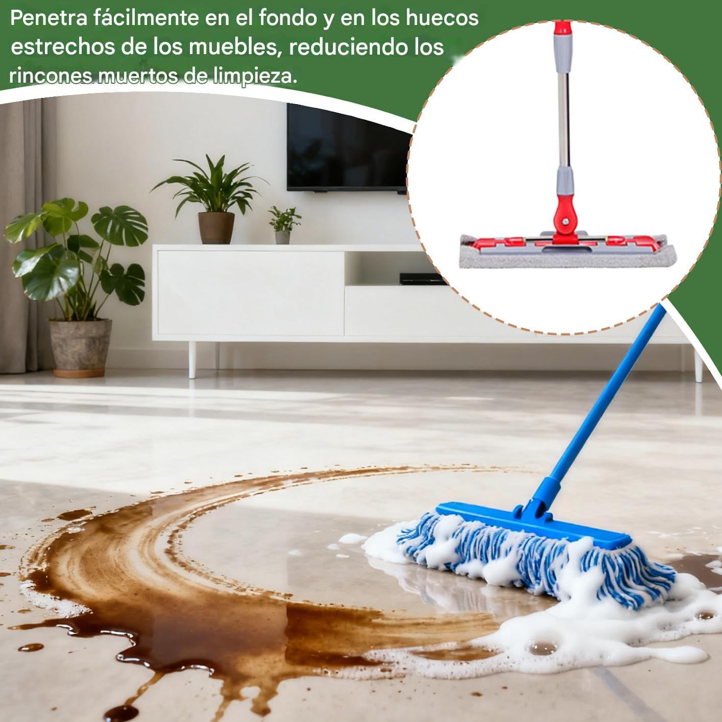 Mopa de Microfibra Fregador Rápido con 7 Almohadillas | Mopas Giratorias 360 Grados Para Polvo Para Suelos Laminados Baldosas Hogar Baño Cocina Mantenimiento Diario