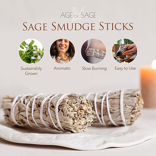 Miniatura 3 de White Sage - Varillas para manchas de 4 pulgadas de largo, paquete de salvia ardiente para limpieza de casa, paquete de 3