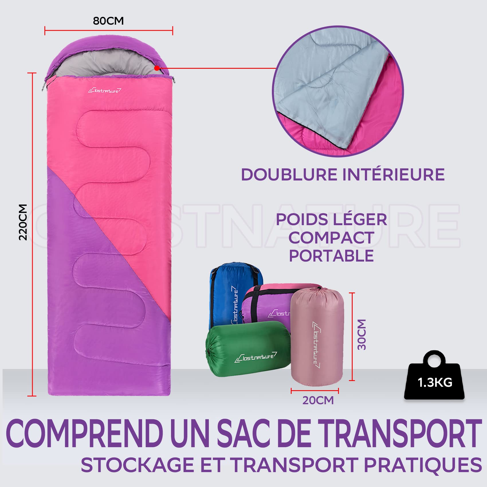 Clostnature Sac de Couchage Léger pour Camping - Sac de Couchage Rectangulaire Décontracté en Plein Air avec Petite Taille pour Adultes, Femmes, Hommes Randonnée, Sports(Fermeture éclair Gauche)