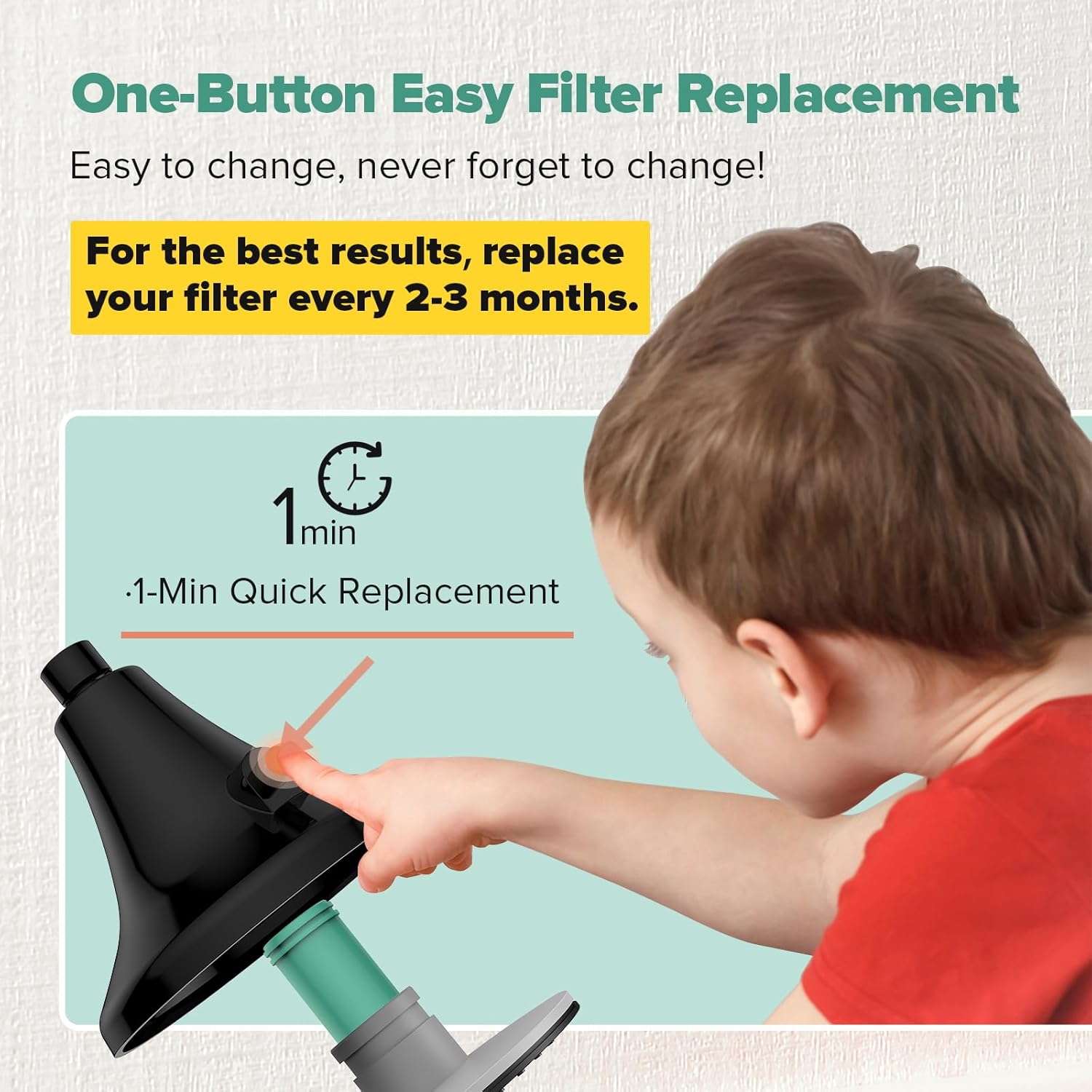 High Pressure Filtered Shower Head, One-Button Filter Replacement, Removes Chlorine & Impurities, Say Goodbye to Dry Skin & Frizzy Hair, 1-Minute Installation, Matte Black - Image 2