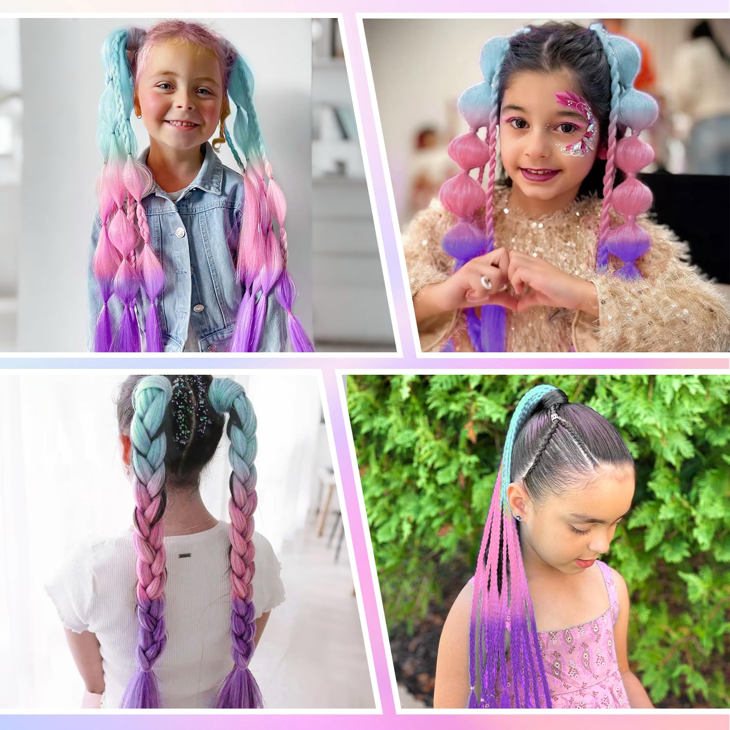 Ponytail Extensions for Braiding 26 Inch Colored Ombre Synthetic Hair with Hair Tie, Festival Party Hairpiece (X32) - Image 3
