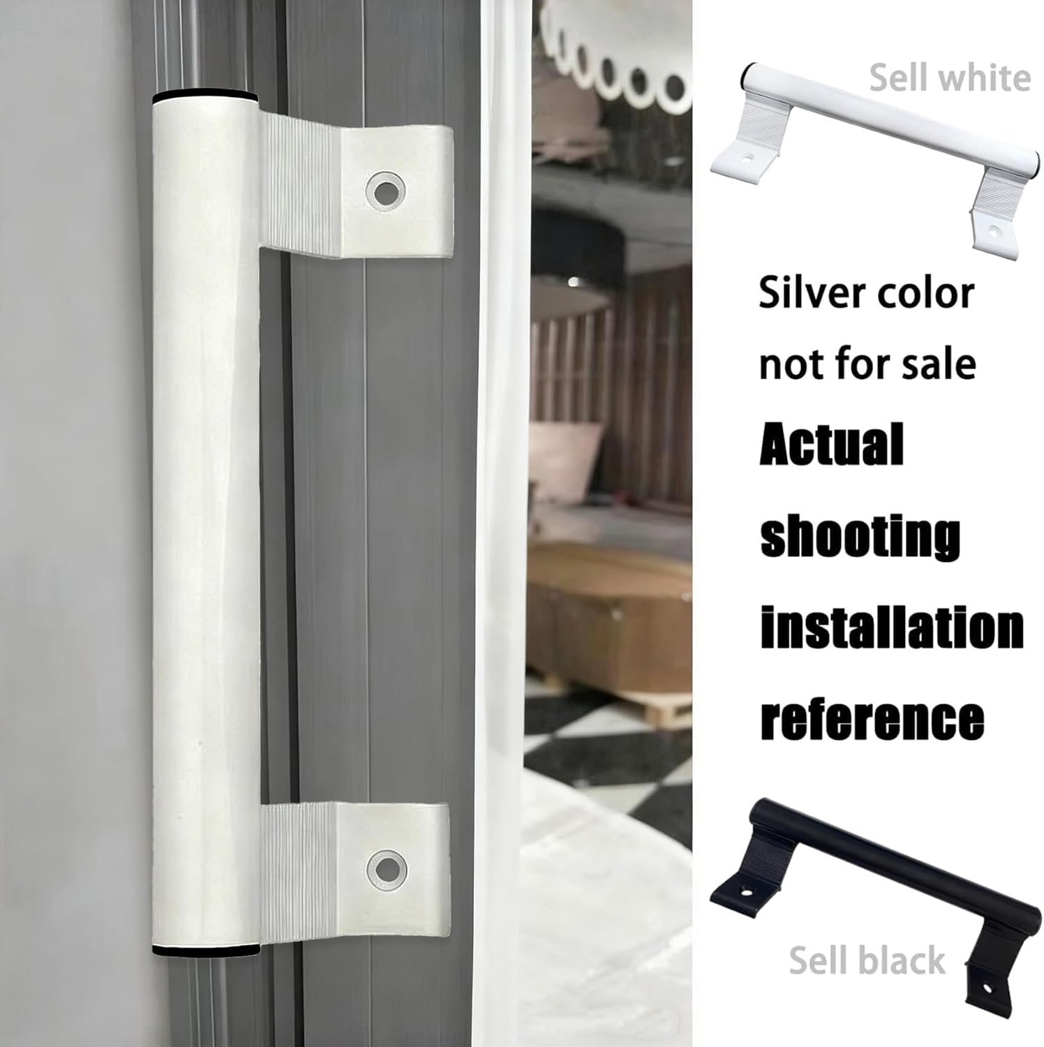2 Pcs 8 Inch Aluminum Sliding Door Handle, White Alloy Sliding Door Pull Handles for Patio Bathroom, Comfort Grip Easy Installation (White)