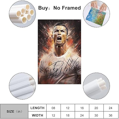 Miniatura 2 de LEFEDA Cristiano Ronaldo - Póster de fútbol para decoración artística de pared, lienzo para decoración de dormitorio, 12 x 18 pulgadas, 2 unidades