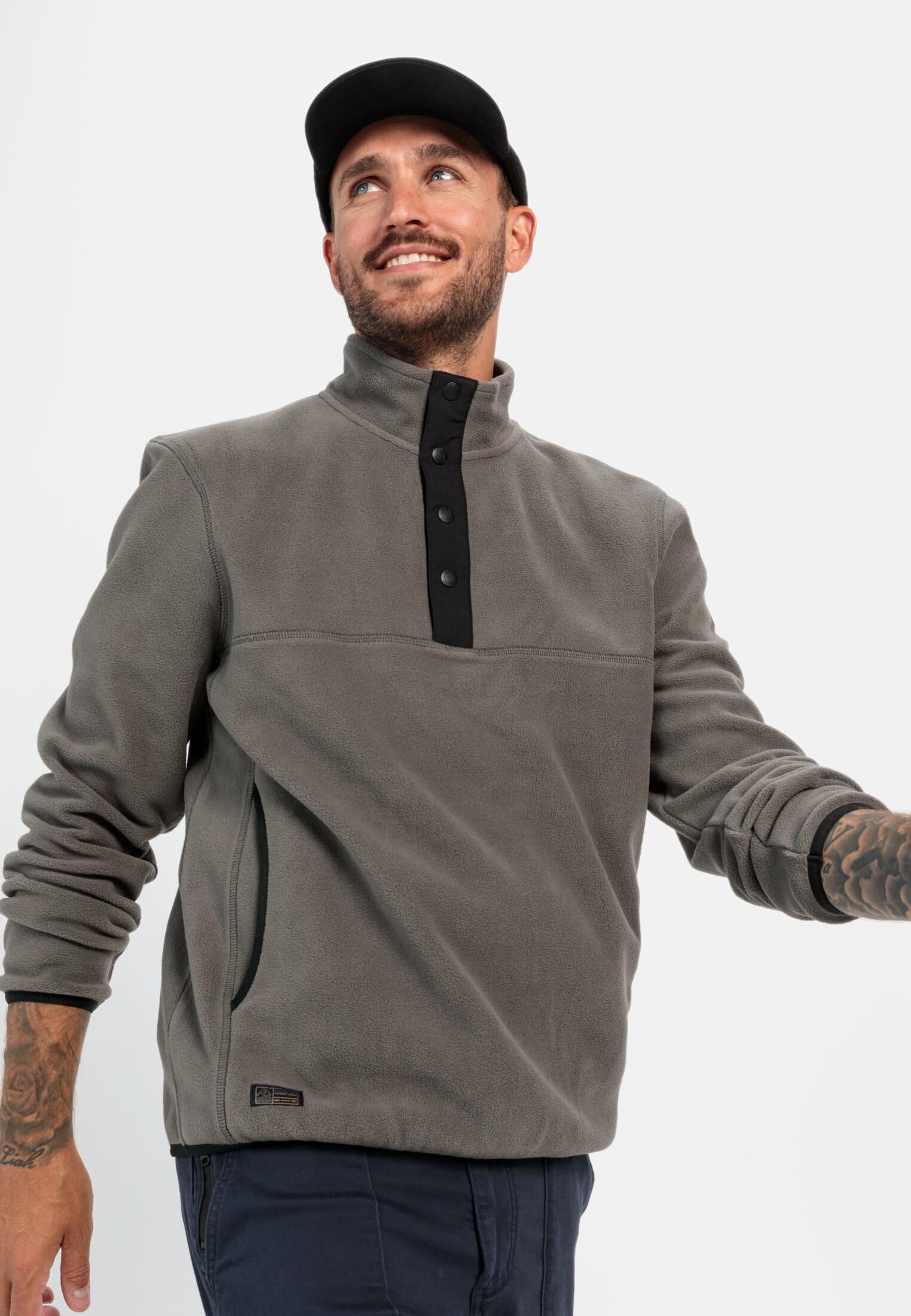 camel active Herren Fleece Troyer aus recyceltem Material