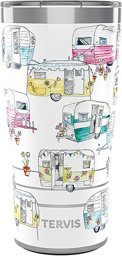 Tervis Traveler - Vaso aislado de triple pared colorido para caravana mantiene las bebidas frías y calientes, 20 onzas, acero inoxidable