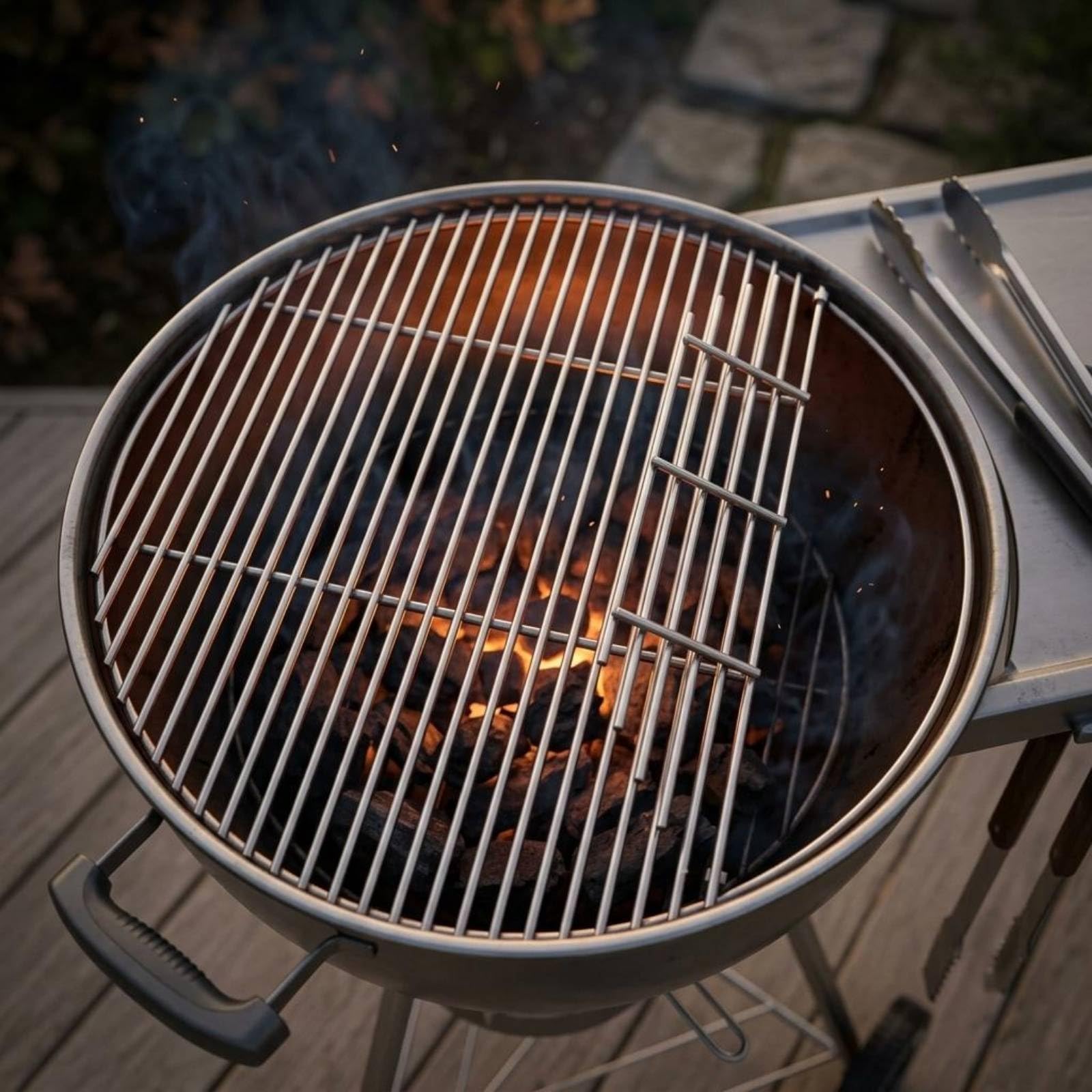 Qianly Rejilla Parrilla Acero Inoxidable Diseño Abierto Rejilla Redonda Acero Inoxidable Resistente Al Temperatura para Barbacoa, 50cm