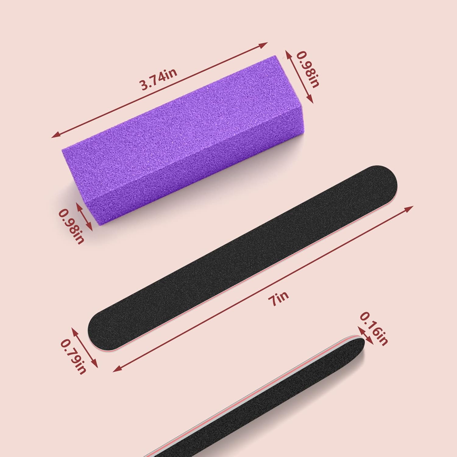 ANYI Nail Files and Buffer 100/180 Grit Rectangular Care Buffers Block Tools Double and Four Sided Grit Polishing Buffer Professional Manicure Tools Kit for Home Salon 12Pcs : Beauty & Personal Care