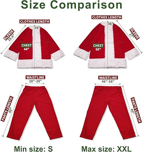 Miniatura 5 de Surblue Traje de Papá Noel de lujo para hombres, disfraz unisex de Papá Noel para adultos, de terciopelo, 10 unidades