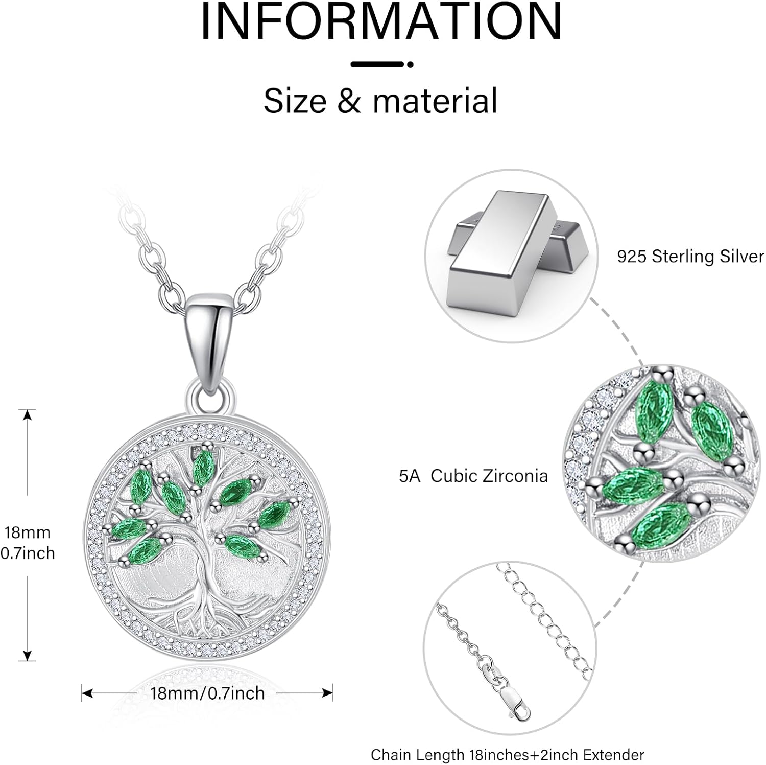 KINGWHYTE Tree of Life Locket Necklace 925 Sterling Silver Family Tree Necklace that Holds Pictures Tree of Life Pendant Christmas Birthday Anniversary Jewelry Gifts for Women