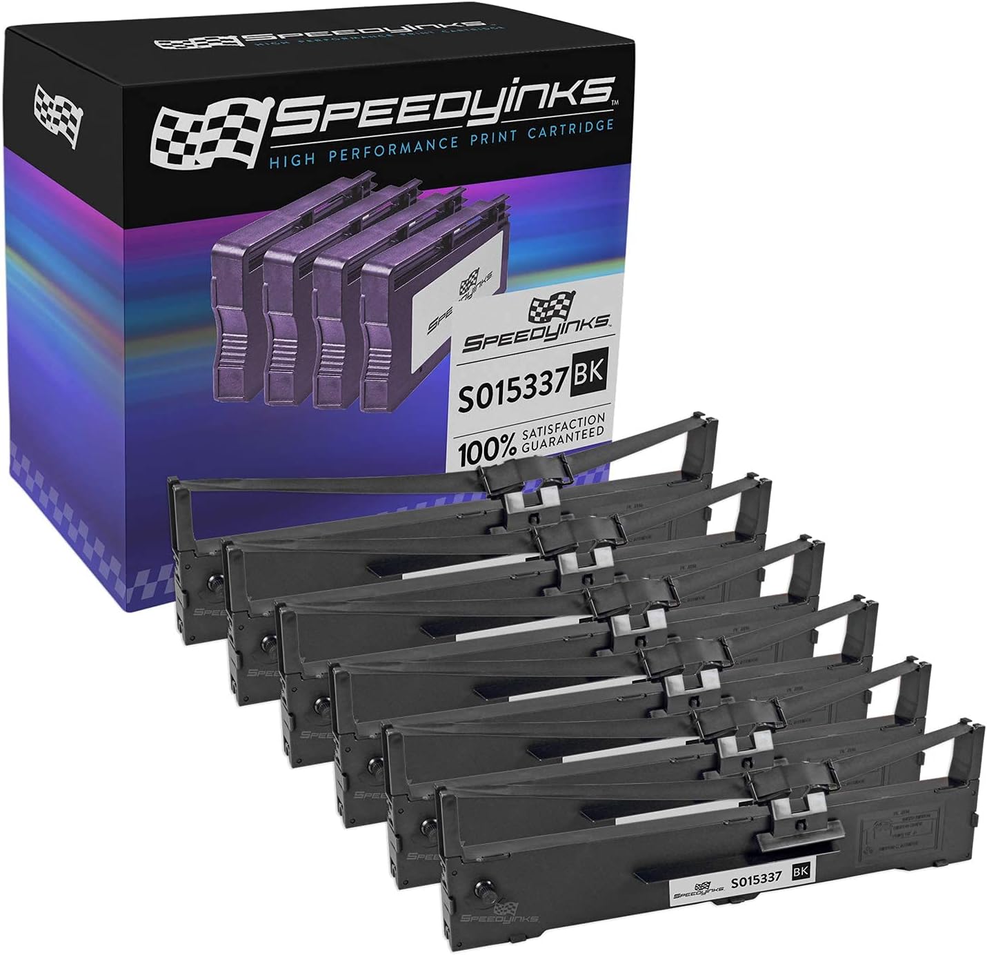 SPEEDYINKS Compatible Ribbon Cartridge Replacement for Epson S015337 (Black, 6-Multipack) Compatible with the Following Epson Printer Model LQ-590 Impact Printer