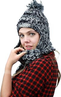 NYFASHION101 (TM Nepal Wool Fleeced Hand Knit Ski Trooper Hat Scarf Set
